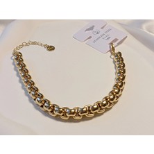 Euro Aksesuar Bold Tasarım Kalın Geçmeli Çelik Zincir Bileklik