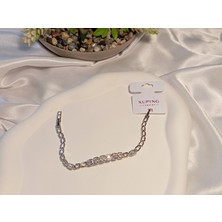 Zirkon Taşlı Gümüş Renk Xuping Jewelry Bileklik 17-19 cm