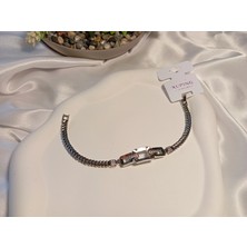 Gümüş Renk Geometrik Desenli Xuping Jewelry Zirkon Taşlı Bileklik 20 cm