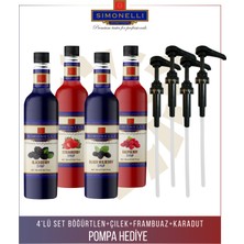 Simonelli 4’lü Kokteyl Şurubu Seti 700 ml Çilek Böğürtlen Frambuaz Karadut Aromalı