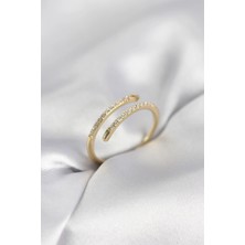 Eco Lounge Gold Renk Yılan Kuyruk Model Zirkon Taşlı Kadın Yüzük