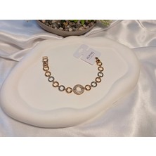 Zirkon Taşlı Halka Detaylı Gümüş ve Rose Renkli Xuping Jewelry Bileklik 17-19 cm