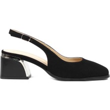 Celal Gültekin Kadın Siyah Kalın Topuklu Süet Deri Ayakkabı