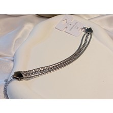 Euro Aksesuar Gümüş Renk Sıralı Zincir Detay Çelik Bileklik