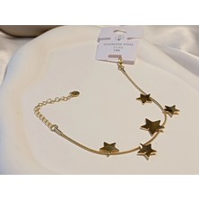 Euro Aksesuar 14K Altın Kaplama Çelik Yıldız Figürlü Sıralı Bileklik