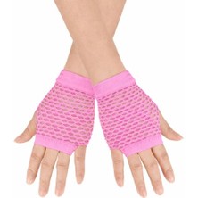 Ett 80 Ler 90 Lar Retro Neon Pembe File Parmaksız Kısa Eldiven 11 cm