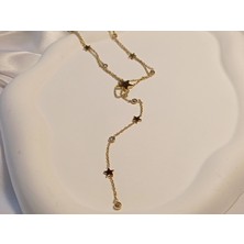 Euro Aksesuar 14 K Kaplama Zirkon Taşlı Yıldız Detaylı Y Kolye