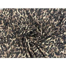 Leopar Desen %100 Polyester Likralı Tül Kumaş Elbise , Etek, Bluz , Gömlek