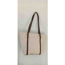 Matruşka Deri Sanat Tasarım Nubuk Büyük Boy Omuz Çantası (Krem)