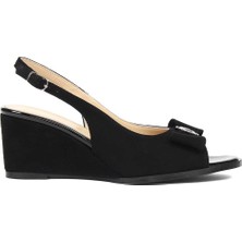 Celal Gültekin Kadın Siyah Dolgu Topuklu Süet Deri Ayakkabı