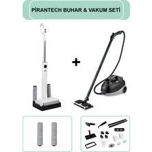Pirantech M-210 Şarjlı Islak & Kuru Zemin Temizleyici & CB-107C Çok Fonksiyonlu Buharlı Temizlik Makinası