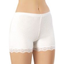 İncili Kadın Ribana Dantel Detaylı Boxer Şort Külot – Yumuşak Esnek Iç Giyim