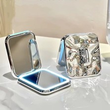 Gaman LED Işıklı Katlanabilir Cep Aynası - Kare Tasarım, Çift Taraflı, Makyaj Aynası