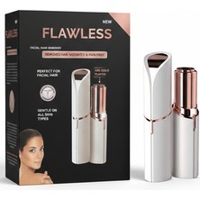 CoverZone 18K | Flawless Elektrikli Yüz Tüy Alma Cihazı Dahili Işıklı Taşınabilir Kadın Tüy Temizleyici Ağrısız Hassas Cilt Dostu Mini Epilatör Ruj Formunda Pil ile Çalışan Pratik Kullanım