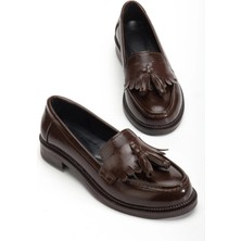 Asmi Shoes Kadın Ariya Kahve Rugan Loafer Günlük Ayakkabı  Kahverengi Rugan