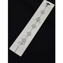 Melisa Takı & Aksesuar 316L Çelik Gold Renk Yonca Gümüş Orta Boy Bileklik