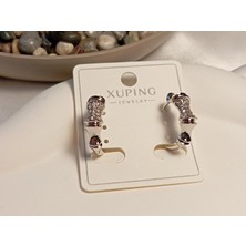 Xuping Jewelry Xuping Taş Detaylı Boğumlu Halka Küpe (2 Cm)