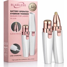CoverZone HX-202B | 2in1 Arada Şarjlı Kaş ve Yüz Tüyü Alma Cihazı USB Şarjlı Kadın Mini Epilatör | Hassas ve Acısız Kaş Düzeltici Üst Dudak Çene Tüy Alma Makinesi Taşınabilir Ruj Tasarım