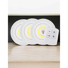 Eco Lounge Spot Lamba LED Işık 3'lü Uzaktan Kumandalı Pilli Yapışkanlı Kablosuz