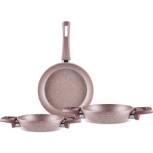 Karaca Biogranit Tubi 3'lü Tava Sahan Seti Rosegold