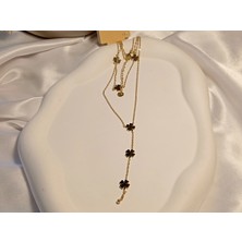 Euro Aksesuar Minimal Yonca Detaylı Çelik Y Kolye