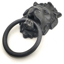 Eco Lounge Antika Tarz Dekoratif Pirinç Aslan Kapı Tokmağı, Taktak - 102X130 Mm, Oksit