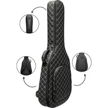 Erga Müzik Klasik Gitar Çantası-Kılıfı-Kalın-Gigbag-Beyaz Kapitoneli-Suni Deri
