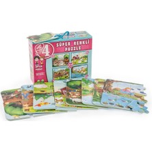 Eco Lounge 3222 Dıytoy Süper Renkli 4'lü Puzzle - Çiftlik / 8+12+16+24 Parça Puzzle