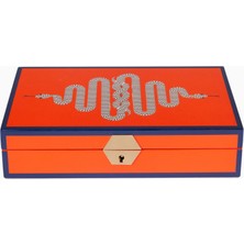 Jonathan Adler Eden Lake Tasarım Dekoratif Takı Kutusu Turuncu-Lacivert