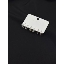 Melisa Takı & Aksesuar 316L Çelik Jewelry Gümüş Renk 6lı Set Küpe