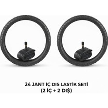 Güçlü Bisiklet Motosiklet 24 Jant Lastik Seti - 2 Dış Lastik 24X1.95 + 2 Iç Lastik Oto Kalın Sibop - Takım Bisiklet Lastiği