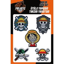 Fantastic 5'li Ütüle Yapışsın Arma Seti - One Piece Luffy & Zoro - Hasır Şapka Korsanları Dokuma Yama