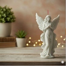 El Yapımı Taş Tozu Dekoratif Melek Figürü Hediyelik Modern Salon ve Ev Dekorasyon Objesi