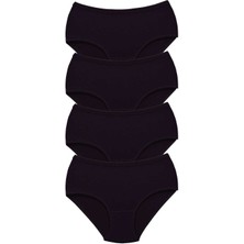 İlk El Grup Ieg™ 4 Adet Tutku Kadın Yüksek Bel Bato Kalın Lastik Külot Siyah