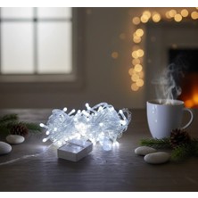 Damla Uçlu Beyaz Işık Şeffaf Kablo  10M 100 LED