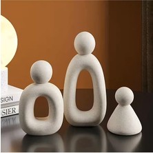 El Yapımı Taş Tozu Dekoratif Aile Temalı Hediyelik Modern Salon ve Ev Dekorasyon Objesi