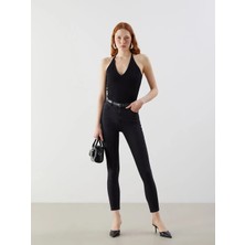 LC Waikiki Siyah Beli Kemerli Jüpiter Süper Skinny Fit Kadın Jean Pantolon