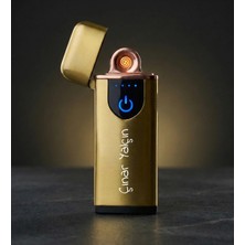 Kişiye Özel USB Şarjlı Dokunmatik Alevsiz Çakmak - Sarı Renk