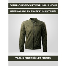 Revertech Haki Yeşil Yazlık Fileli Motosiklet Montu Ce Korumalı Nefes Alan Hafif Mont