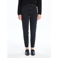 LC Waikiki Siyah Mom Fit Kadın Jean Pantolon