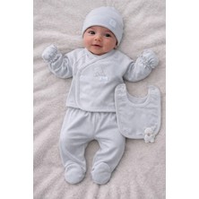 Caramell  Cute Bear ( Ayıcıklı) Ekru, Bej, Gri, Mavi Renk Çeşitli Erkek 5li Hastane Çıkışı 1454