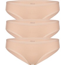 BSM 3'lü Kadın Ten Pamuklu Kaşkorse Bikini Külot Ten 2xl
