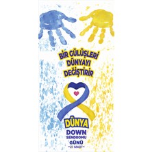 Deko Gonya 21 Mart Dünya Dowm Sendrom Günü - Bir Gülüşleri Dünyayı Değiştirir Temalı Fotoğraf Panosu Branda 100X200