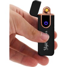 Özel Kutusunda Kişiye Özel USB Şarjlı Dokunmatik Siyah Çakmak