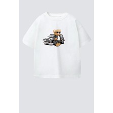 Monila Erkek Çocuk Pamuklu Bisiklet Yaka Araba ve Ayıcık Baskılı T-Shirt