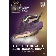 Philips 3000 Watt Harekete Duyarlı Otomatik Buhar Teknolojili Buharlı Ütü, Akıllı Kumaş Tanıma, Sıfır Yanma Riski, Türk Kahve Makinesi Hediye