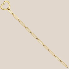 Altıntaş Ataş Zincirli Kalp Kilitli Altın Bileklik