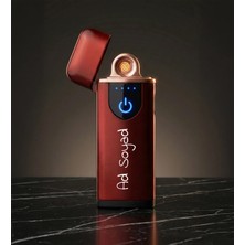 Kişiye Özel Isim Baskılı Kırmızı USB Şarjlı Alevsiz Premium Çakmak