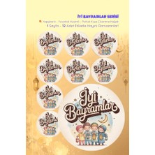 Ceres Studio Iyi Bayramlar Sticker Seti B-6 12 Adet Etiket | Yapışkanlı, Parlak Kuşe Çıkartma Kağıdı