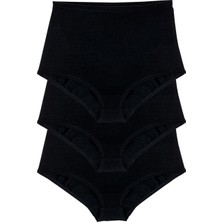 BSM Kadın Modal 3 Lü Yüksek Bel Toparlayıcı Külot 48673 Siyah 3xl
